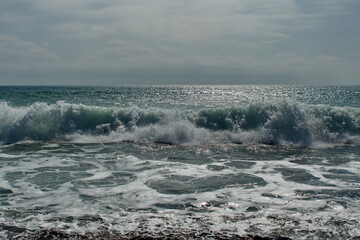 Waves breaking on Los Frailes Beach in Machalilla National Park, near Puerto Lopez, Ecuador