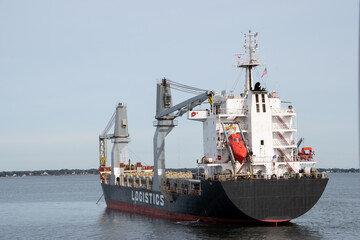 A General Logistics Cargo Ship anchored in the Charleston Harbor