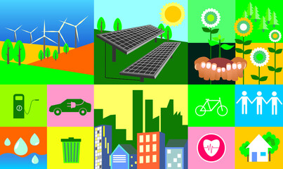 Fototapeta na wymiar Vector design of smart city and green energy concept