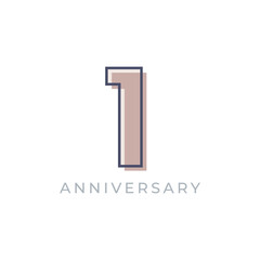 1 Year Anniversary Celebration Vector. Happy Anniversary Greeting Celebrates Template Design Illustration