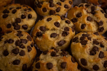 Delicious homemade cookies with chocolate chips. Cookies baked at home.