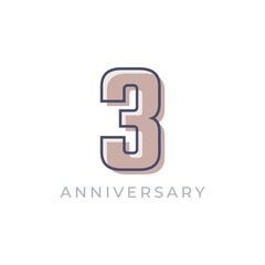 3 Year Anniversary Celebration Vector. Happy Anniversary Greeting Celebrates Template Design Illustration