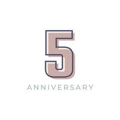 5 Year Anniversary Celebration Vector. Happy Anniversary Greeting Celebrates Template Design Illustration