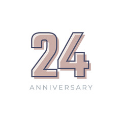 24 Year Anniversary Celebration Vector. Happy Anniversary Greeting Celebrates Template Design Illustration