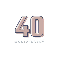 40 Year Anniversary Celebration Vector. Happy Anniversary Greeting Celebrates Template Design Illustration