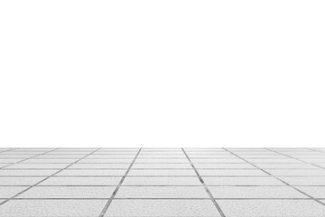 Perspective View Monotone white Brick Stone Pavement on The Ground for Street Road and white background