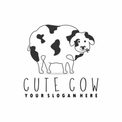 Simple cute cartoon cow image graphic icon logo design abstract concept vector stock. Can be used as a symbol related to animal husbandry or children