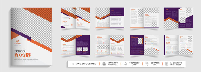 Kids school education admission promotion creative modern bifold 16 page brochure template