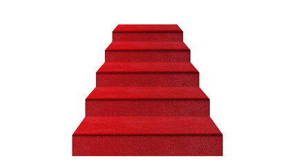 Red step 5 stair ambitions concept with businessman climbing stairs concept .and Success business.