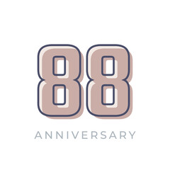 88 Year Anniversary Celebration Vector. Happy Anniversary Greeting Celebrates Template Design Illustration