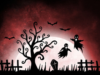 Halloween Scary Background illustration in Spooky Night