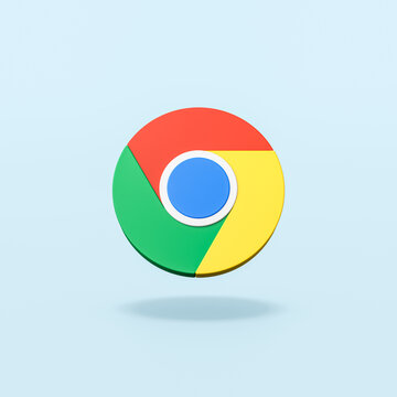 Google Chrome Logo on Flat Blue Background