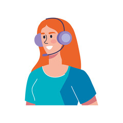 female support agent with headset