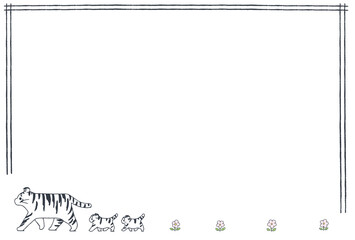 歩くホワイトタイガーの親子のフレーム