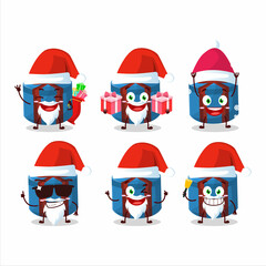 Santa Claus emoticons with blue round gift cartoon character