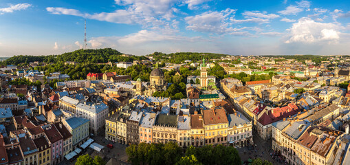 Fototapeta premium Lviv, Ukraine, sunset