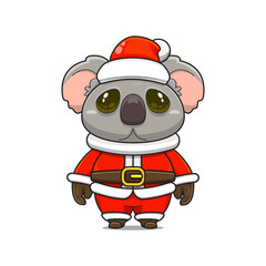 illustration of cute animal monster, wearing santa costume. cute koala cartoon vector