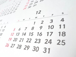 close up of a december calender