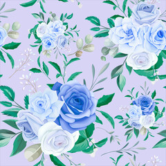 elegant floral frame seamless pattern blue flower