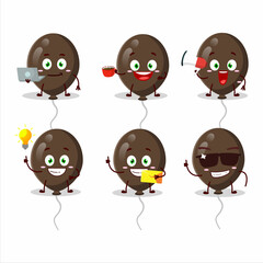 Obraz premium Brown balloons cartoon character with various types of business emoticons