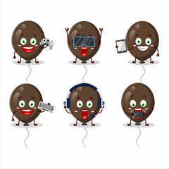 Brown balloons cartoon character are playing games with various cute emoticons