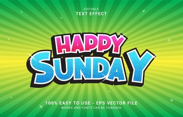 editable text effect, Happy Sunday style