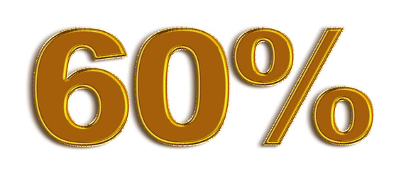 60 Percent off 3d Sign on White Background