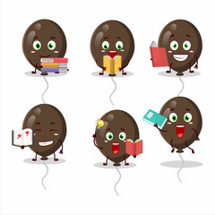 A picture of brown balloons cartoon character concept reading an amusing book
