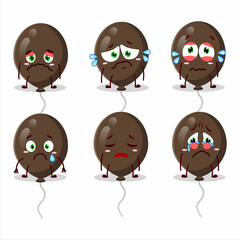 Brown balloons cartoon character with sad expression