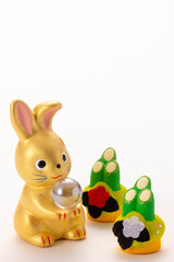 うさぎ年の年賀素材、占う兎