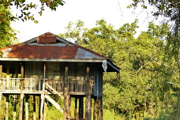 Wooden house on stilts in Nyaungshwe, near Inle Lake, Myanmar