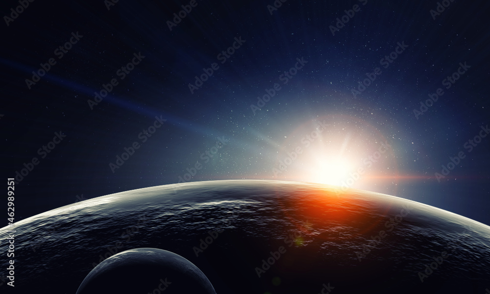 Poster image of outer space. . mixed media