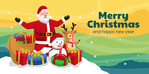 Obraz na płótnie Canvas Merry Christmas and happy new year greeting card