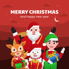 Fototapeta na wymiar Merry Christmas and happy new year greeting card