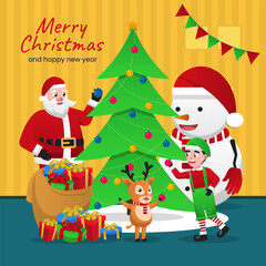 Merry Christmas and happy new year greeting card
