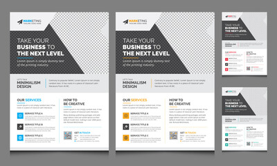 Obraz premium Creative Unique Corporate Business Flyer Leaflet Template Design with Red, Blue, Yellow, and Green Variations for Advertising and Multipurpose Use