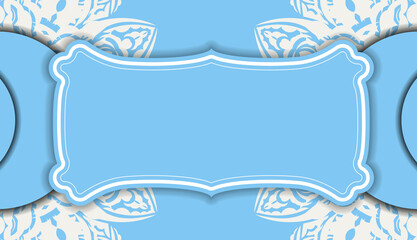 Blue banner with old white ornaments and place for your text