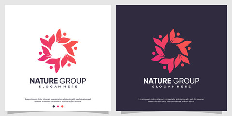 Obraz na płótnie Canvas Nature group logo template with modern concept Premium Vector