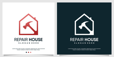 Repair house logo template with creative concept Premium Vector