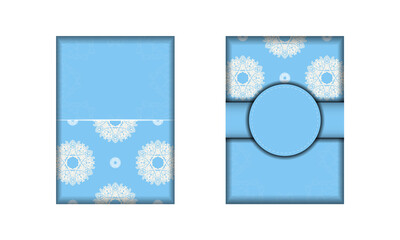 Blue color card with Indian white pattern for your design.