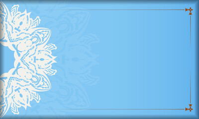 Baner of blue color with mandala white ornament for design under your text