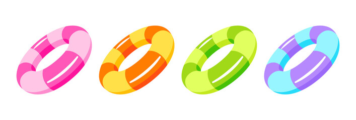 swimming ring, lifebuoy set vector illustration isolated