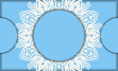 Blue banner with Greek white ornaments and place for text