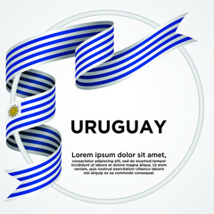 Uruguay Independence Day, Waving ribbon with Flag of Madagascar, Template for Independence day. logo vector illustration.
