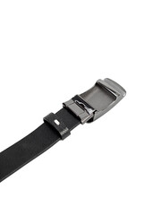 black leather belt on isolated white background
