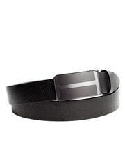 black leather belt on isolated white background