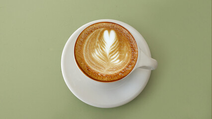 a cup of latte art coffee for background                                                               