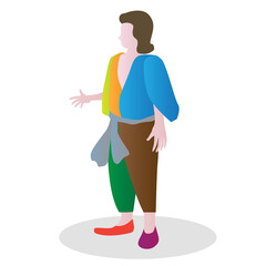 colorful dress fashion of man. with shadow on isolated white background.