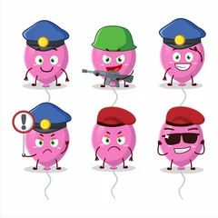 Fotobehang A dedicated Police officer of pink balloons mascot design style © kongvector