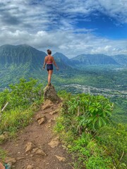 woman hiking in the mountains